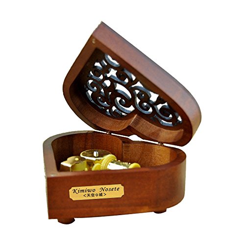 laxury Boîte à Musique en Bois 18 Notes en Forme de cur avec Gravure créative