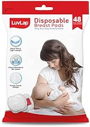 LuvLap Ultra Thin Honeycomb Nursing Breast Pads, 48pcs, Disposable, High Absorbent, Discreet Fit