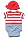 M&Co Baby Boy Multi Colour Short Sleeve Stripe Novelty Pirate Romper Bodysuit And Hat Two Piece Set Red 12/18 Mnth