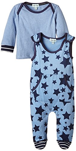 Lilly & Sid Baby Boys' Star Jersey Dungaree Clothing Set, Blue, 6-12 Months