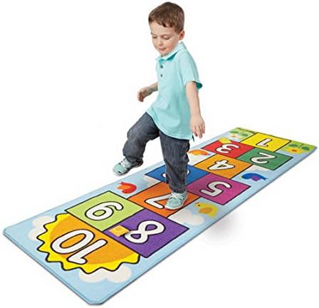 woodienchen Melissa &amp; Doug Floor Puzzle Hüpfek Box Number Game with Bean Bags – Numbers Hoppsen Jumping Racing, 200X66 CM, multi-coloured