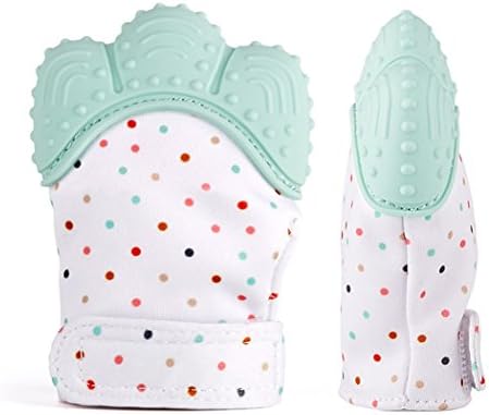 Gumrun Baby Teething Toys Baby Teething Mittens Glove Baby Teething Mitten Soothing Pain Relief Age 3-12 Months (Green)