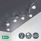 led schienensystem dimmbar komplettset 1 x LED Deckenleuchte, 6 flammiger Deckenstrahler mit dreh- und schwenkbaren Spot-Lights. Inklusive 6x E14 LED Leuchtmittel. Maße: 1780 x 169mm (LxH)