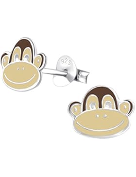 Laimons Kids Kinder-Ohrstecker Kinderschmuck Affe Braun Sterling Silber 925
