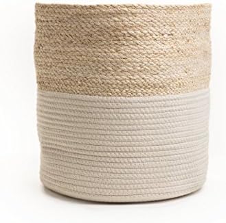 Chickidee Homeware Sonder Husk Storage Basket Large, Rope And Seagrass, Natural and Beige, 35 x 35 x 33 cm