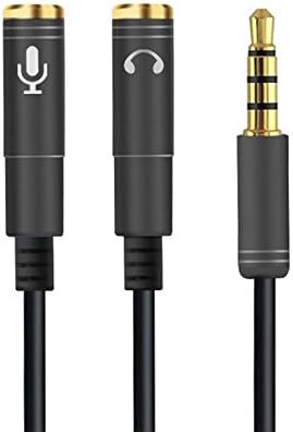 Lamchin Audio Splitter, 3.5mm Jack Headphone+Mic Audio Splitter Adapter Gold-Plated 1 Male to 2 Female for Speaker,Headphones,Smartphones & PC Computer Laptop (Black)