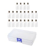 JZK 20 pcs 5ml botella de vidrio pequeña con tapón, botellita de cristal con tapón, mini viales de vidrio con tapón, frasco de vidrio con tapón de corcho