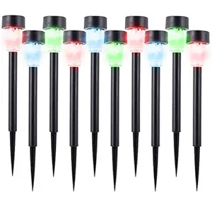 Epyz Solar Outdoor LED Landscape Pathway Lights (10, Coloring Light RGB, Red Green Blue)