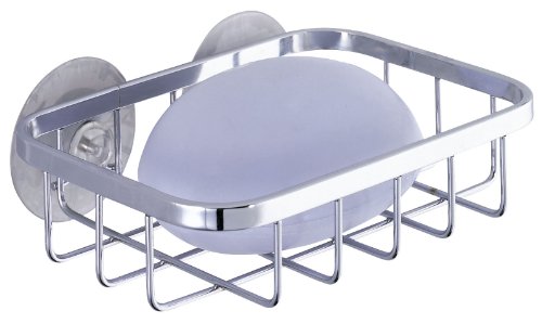 WENKO 16751100 Seifenablage Ragusa - Seifenschale, Saugnapfhalterung, Edelstahl rostfrei, 13 x 3.5 x 10.5 cm, Glänzend