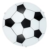 EGLO Wand-Deckenleuchte Modell JUNIOR 1, Stahl weiß, Glas satiniert, Motiv Fußball HV 1 x E27 maximal 60 W exklusiv Leuchtmittel, Durchmesser 24,5 cm Ausladung 8 cm 87284 E