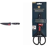 MASTERCLASS MCEKTRPAR Paring Knife with EdgeKeeper Knife Sharpener Sheath, Stainless Steel, 9 cm, Black EdgeKeeper Kitchen Sc