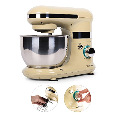 Klarstein Serena Morena Küchenmaschine Rührgerät (600 Watt, 6-stufige Geschwindigkeit, 4,3 Liter-Edelstahlschüssel) creme - 4