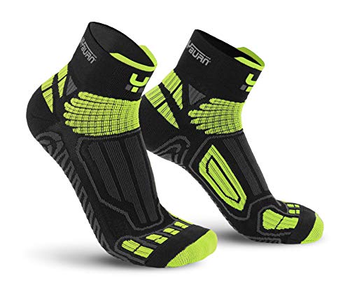 OxyBurn Running Half-Cut Dry-Tech Carbon L, Calze Uomo, Black/Lime, Size 42/44