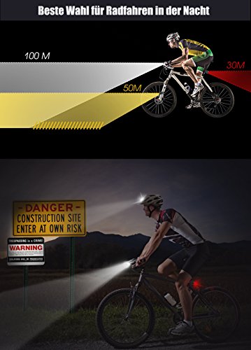 Hoicmoic Fahrradlicht USB Wiederaufladbare Fahrradbeleuchtung Fahrradlampen Set Fahrradfrontlicht mit 2 Fahrrad Rücklichter, Spritzwassergeschützt und Super hell für sicheres Radfahren - 3