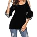 Produktbild UFACE DamenFrauen Solide Chiffon Casual Top T-Shirt Frauen Hülse O-Ansatz Solide Chiffon Tops Plus Size T-Shirt Bluse(Schwarz,EU/42CN/M)