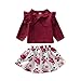 Produktbild 2PC Kleinkind Babyset Mädchen Langarm Solide Rüschen T-Shirt Tops & Blumenröcke Outfits Set Neugeborenes Baby Langarm Kleidung Set für 0.5-3 Jahre
