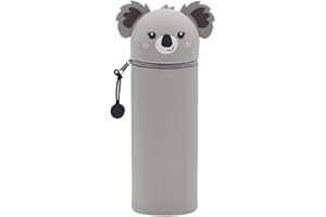 DGTSYAL 2 in 1 Weiche Silikontasche Kawaii Federmäppchen, Tischstifthalter, Reißverschluss, Stiftetasche Buntstifte Marker, Büro, Uni, niedlicher Schulbedarf, Tier-Stifthalter, Mädchen Kawaii Koala