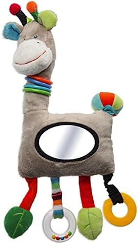 Nicotoy – Plush and Soft Toys – Zoé Soft Toy Giraffe – Rings – Activity Toy for Baby – Vibration Mirror 40 cm x 18 cm – multi-coloured – Type: Mixed