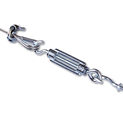 Seilspanngarnitur Niro- Drahtseil Wand, Decke, Wand zu Wand, ca. 5m, Befestigungssystem Gardinen Auswahl: Livorno silber - glanz