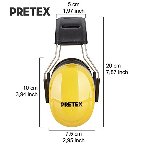 PRETEX Professioneller Kapselgehörschutz für Lärmpegel bis 98 dB mit hohem Tragekomfort durch geringes Gewicht und stufenlos verstellbare Kopfbügel | 2 Jahre Zufriedenheitsgarantie | Gehörschutz, Ohrenschutz, Lärmschutz, Ohrenschoner - 3