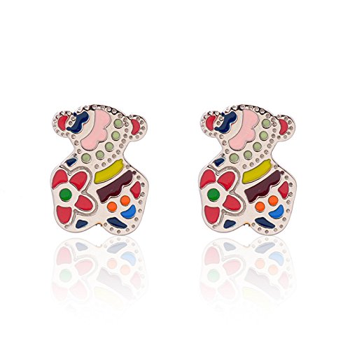 Lureme® Alta calidad Nuevo Estilo Acero inoxidable Linda Vistoso Oso Pattern Stud Aretes (02004772)