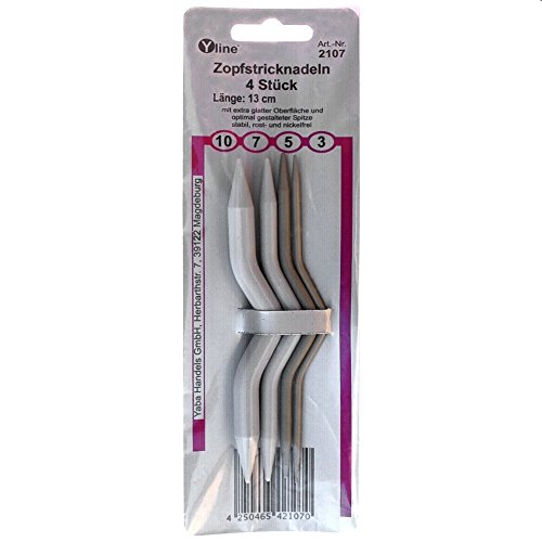 4er-Set Zopfstricknadeln Stärke 3,0 - 5,0 - 7,0 - 10,0 mm / Länge 13 cm, Zopfmusternadel, Stricknadel, Stricknadeln, Strickzubehör, 2107