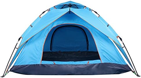 MLT Outdoor Hydraulic Instant Pop-Up Tent, 2-in-1 Anti-UV Double Layer Instant Dome Tent with Waterproof Material, 3-4 Person Canopy Tent Awning for Outdoor Hiking Camping Travel Beach Adventure (Sky Blue)