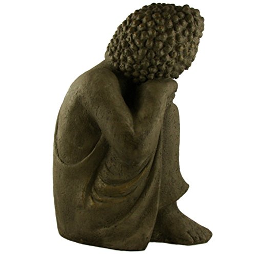Garten Buddha in klasse Messingoptik aus Stein Statue Figur Skulptur Deko - 3