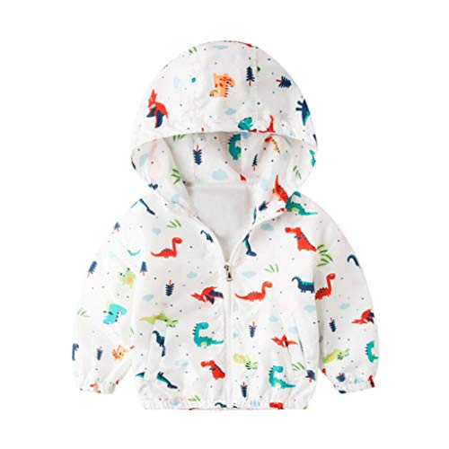 Preisvergleich Produktbild Hirolan Baby Jacke Dinosaurier Sweatjacke Prinzessin Kinderjacken Jungen Oberbekleidung Mädchen Mantel mit Kapuze Kleidung Trenchcoat Unisex Kapuzejacke Steppjacke (90, Weiß)