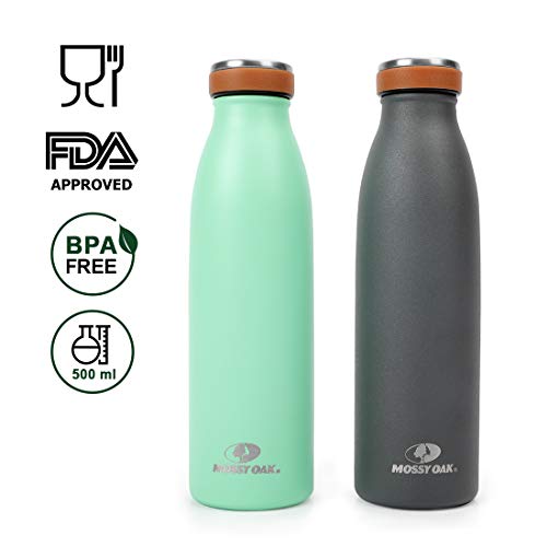 MOSSY OAK 2-Pack Water Bottle 17Oz/500ml, BPA-Free Stainless Steel, Leak-Proof, Triple Walled Vacuum MOSSY OAK 2-Pack Water Bottle 17Oz/500ml, BPA-Free Stainless Steel, Leak-Proof, Triple Walled Vacuum