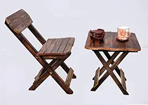 ETIQUETTE ART Beautiful Wooden Folding Table and 1 Folding Chair for Kids (Set of 2)