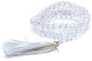 Panotophia Mala Bergkristall weiße Quaste 108 Perlen +Tasche - 0.8 cm