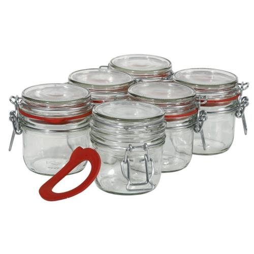 UWO Einmachgläser mit Gummiring & Bügelverschluss - 6 x 400 ML