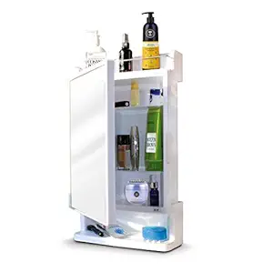 BRANCO Plastic Bathroom Mirror Cabinet Rich Look with Mirror - White