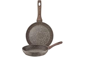 PINTINOX Set 2 Padelle Alluminio Serie Natura Adatte All'induzione, Rivestimento Antiaderente Effetto Pietra (SET 20-24)