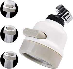 Swipe Up 360? Rotatable Flexible Kitchen Tap Head Movable Sink Faucet (White & Beige)