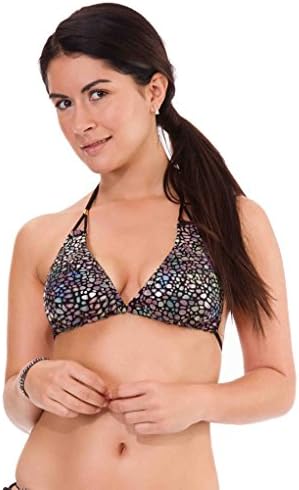 Mio Swim Black Mamba Black and Metallic Bikini Triangle Top BF15540001 X-Small