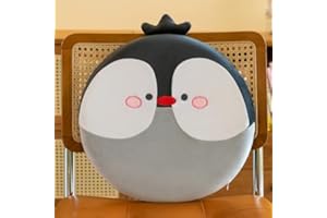 champracer Runde Stuhlkissen Kinder,Cartoon Rundes Kissen， Stuhlkissen Dickes Stuhlkissen ，40cm Memory Foam Sitzkissen Stuhl Sitzpolster mit Abnehmbarer Bezug, Cartoon Tier Sitzauflage (Pinguin)
