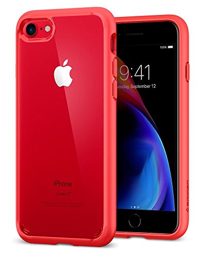 Spigen Funda iPhone 8, funda iPhone 7/8, [Ultra Hybrid 2ª generación] Tecnología de amortiguación de aire y protección híbrida contra caídas para iPhone 7 (2016)/iPhone 8 (2017) [Rojo]
