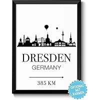DRESDEN - personalisiertes Bild mit Skyline, individueller Entfernung & Wunschtext - Rahmen optional - Geschenkidee Geburtstag Jahrestag Hochzeitstag Valentinstag