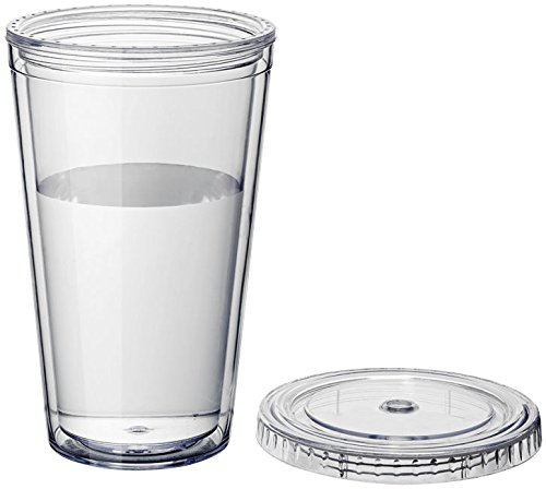 geschenkartikel-shopping Plastikbecher doppelwandig Tasse Becher Deckel Strohhalm Smoothie Saft Kaffee Eiskaffee - 2