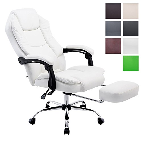 CLP Fauteuil bureau ergonomique CASTLE, fauteuil relax avec repose-pieds EXTENSIBLE et accoudoirs, poids admis 115 kg, réglable en hauteur 47 