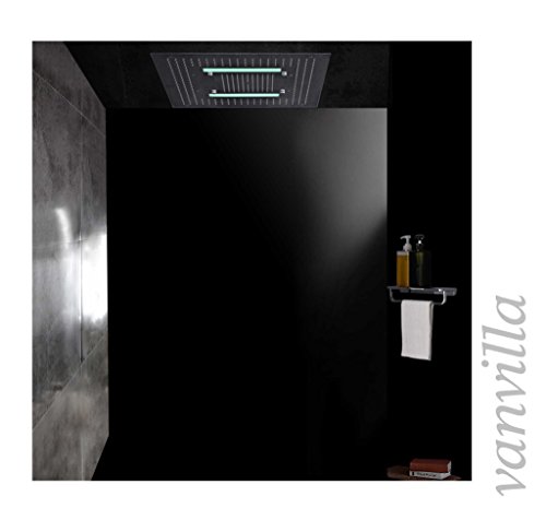 vanvilla LED Duschkopf 65cm x 65cm Edelstahl gebürstet Regendusche Schwall Sprühnebel flächenbündig Einbaubox 116565WB - 9