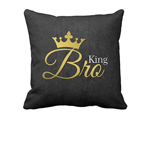 YaYa cafe Canvas Cotton King Bro Bhaiya Printed Cushion Cover Bhaidooj Gifts for Brother (Black, 12 x 12 Inches)