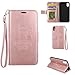Produktbild iPhone X/iPhone XS Hülle, DENDICO Ledertasche im Ständer mit Kreditkartenhaltern und Magnetverschluss, Flip Case Tasche Wallet Case Schutzhülle für Apple iPhone X/iPhone XS - Rose Gold
