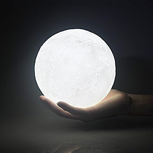 Full Moon Light, 3D Touch Moonlight LED Table Lamp, USB Rechargeable Luna Night Light, 2 Colors Dimming Decorative Novelty Light for Kids, Lovers, Family and Friends(15cm/5.9inch)