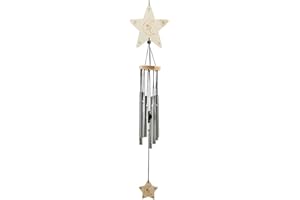 ZoneYan Windspiele für den Garten, Windspiel mit Klang, Windspiel Holz Außen, Windspiel Metall Klein, Windspiel Chimes mit 8 Metallrohren, Student Souvenirs, Kreatives Geschenk, Segen Worte (Star)