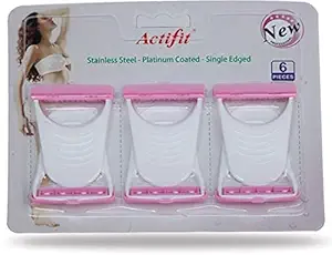 Actifit Womens Disposable Plastic Hair Razor & Bikini Shaving Razor For Women- Pack Of 1 (6 Pcs)