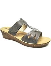 INBLU - Zapatillas de estar por casa de piel sintética para mujer gris canna di fucile 38