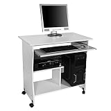 Harima - Mesa Esquinera para Ordenador Mueble Torre Escritorio Oficina Akashi Profesional en color Blanco con estante extraíble para el teclado Inicio PC de escritorio